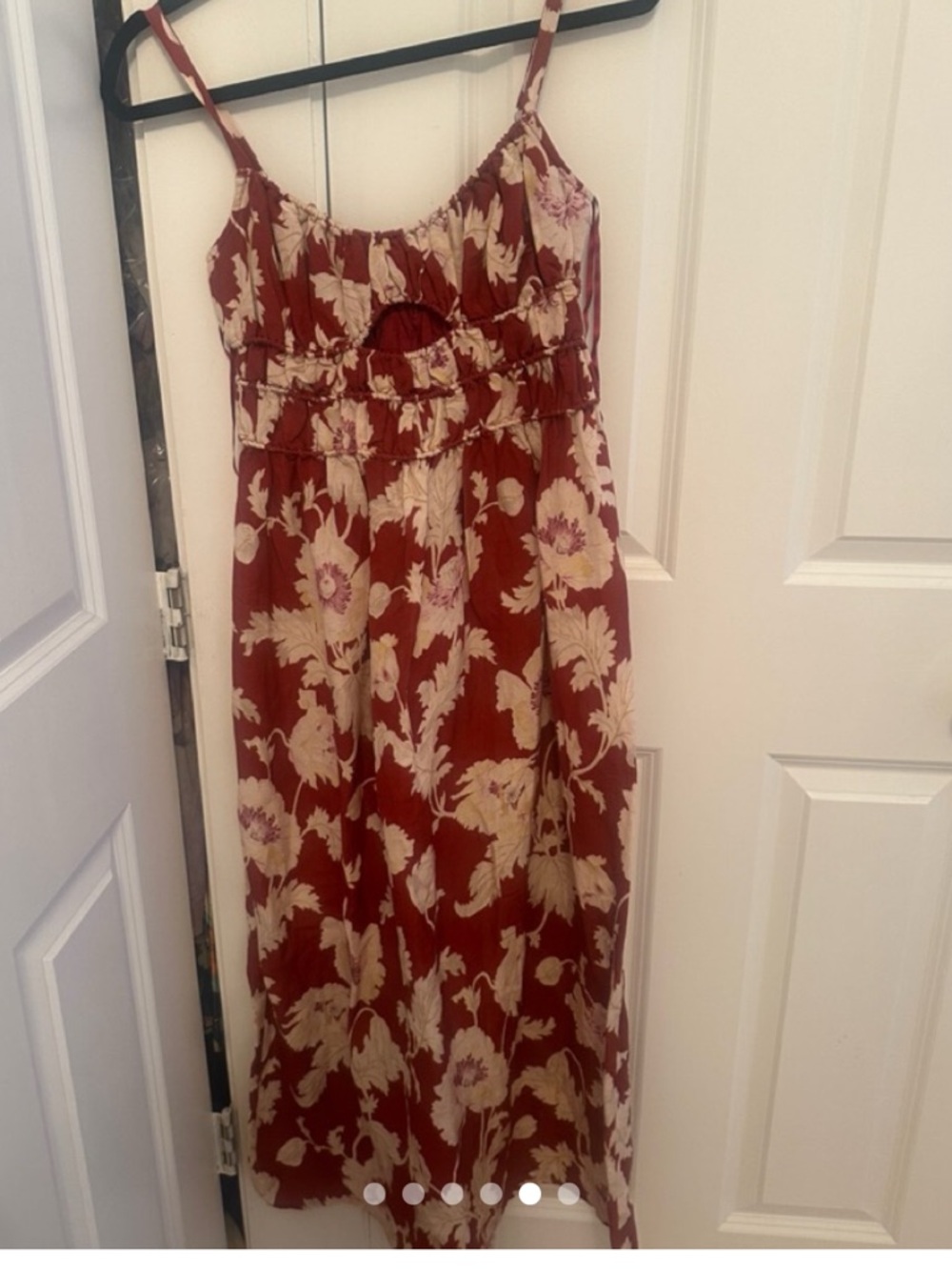 Posse Floral Midi Dress in Rust and Cream